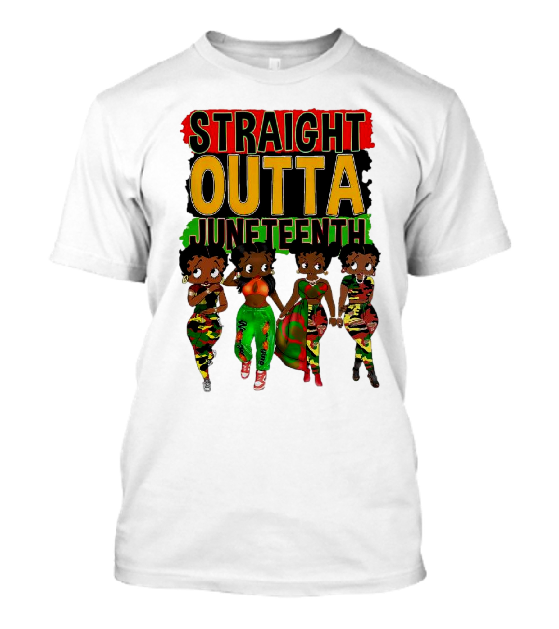 Straight Outta Juneteenth Black Women Celebration Fashion T-Shirt