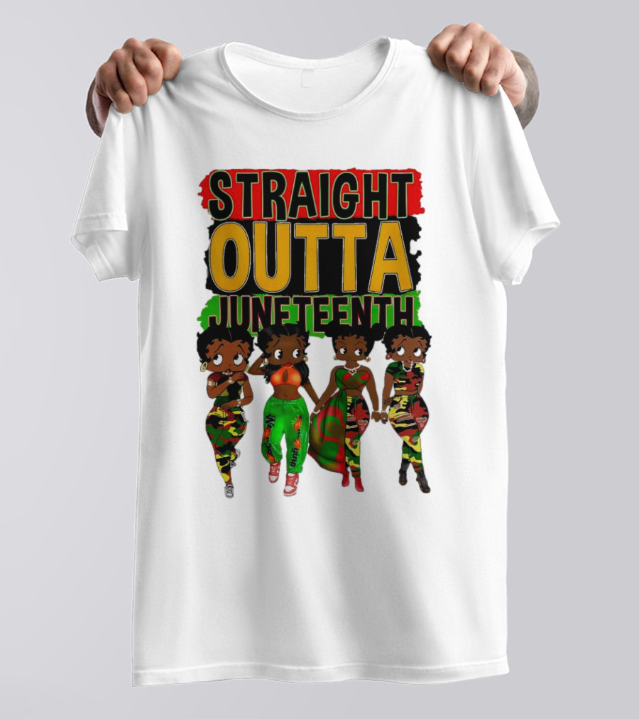 Straight Outta Juneteenth Black Women Celebration Fashion T-Shirt