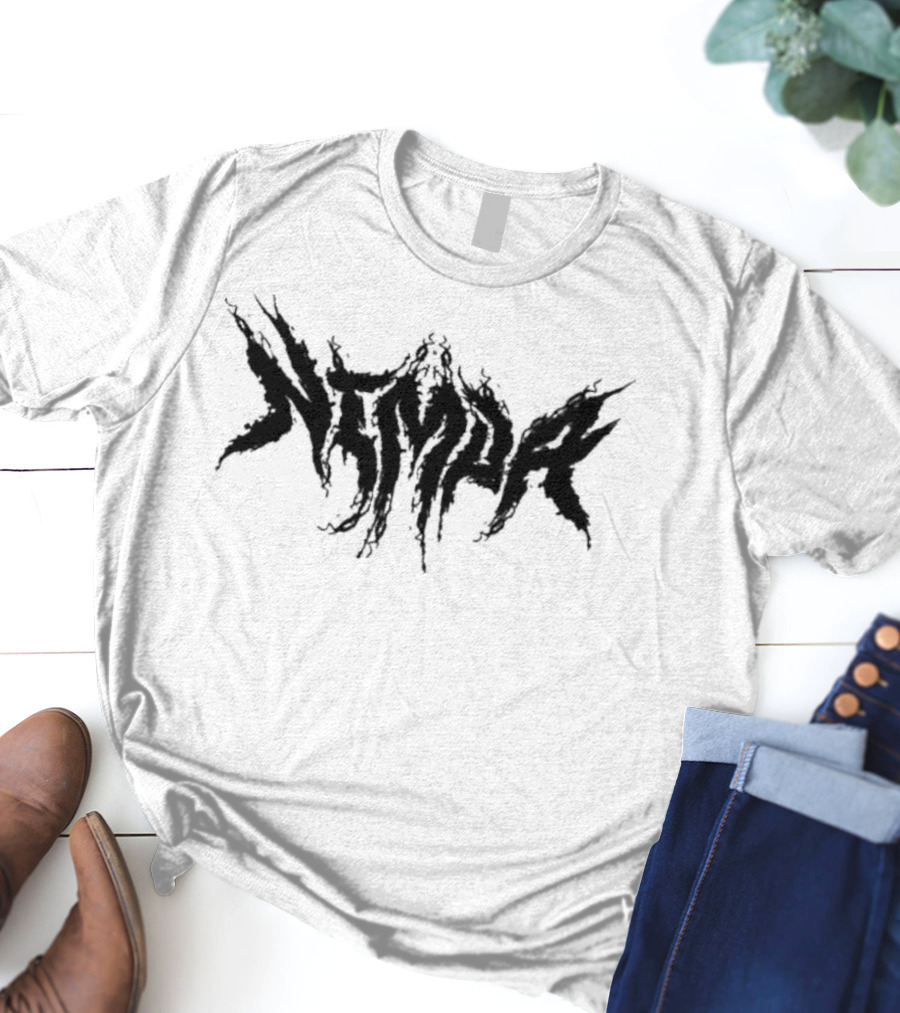 Nimda Logo Graphic With Dark Gothic Text T-Shirt