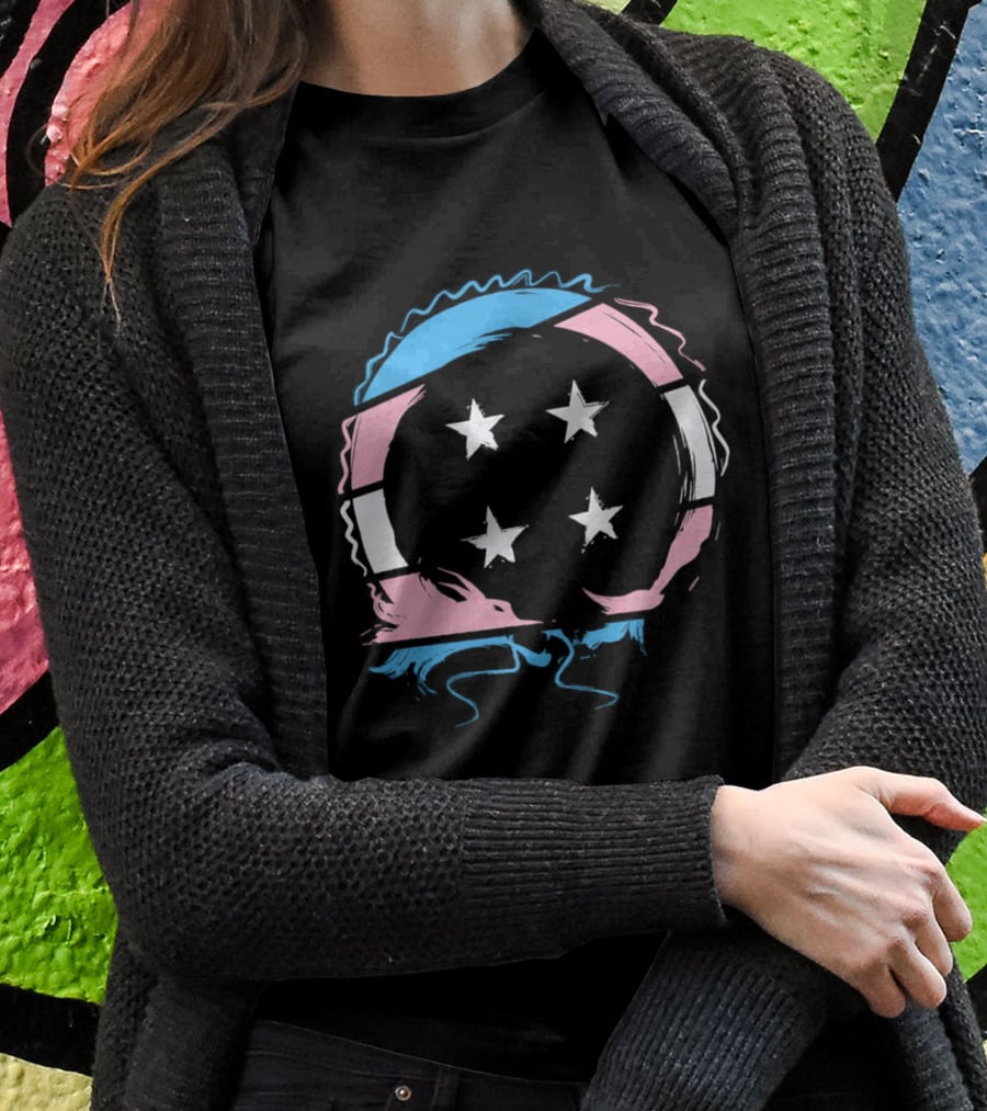 Sharkrobot Team Four Star Trans Pride Circle With Stars T-Shirt