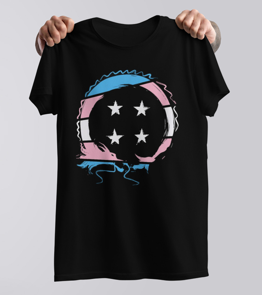 Sharkrobot Team Four Star Trans Pride Circle With Stars T-Shirt