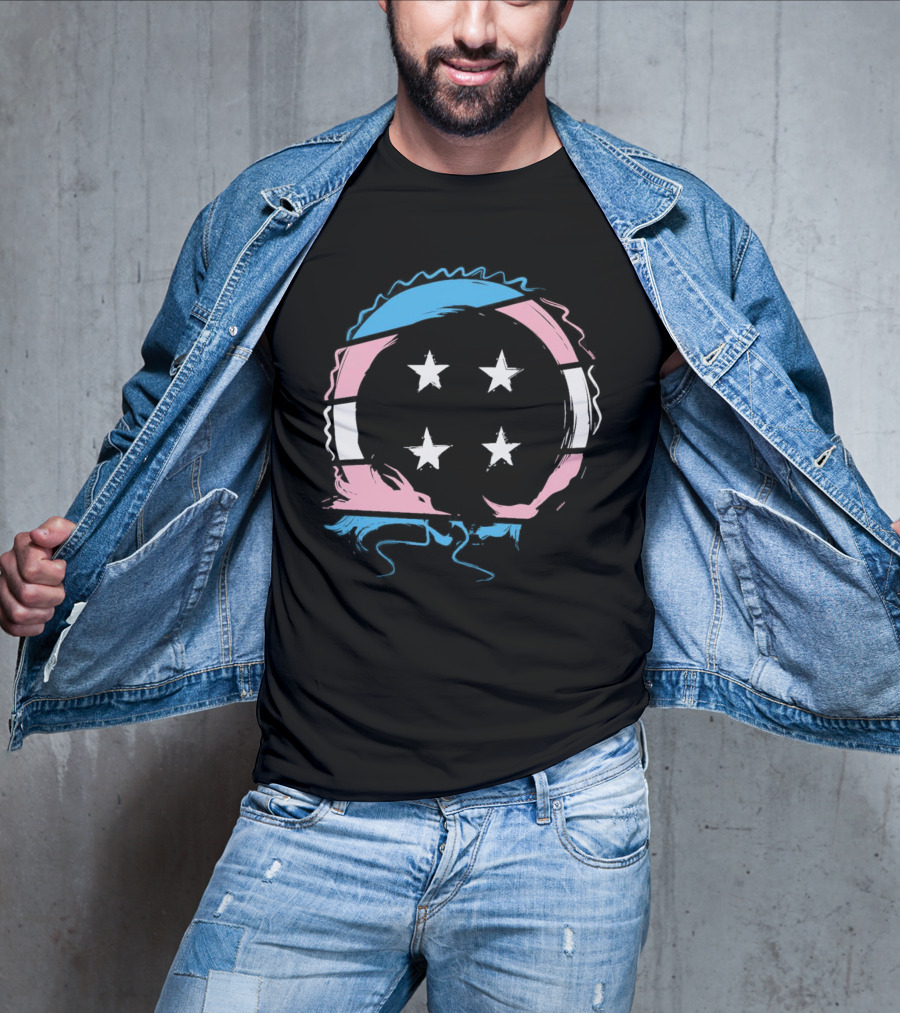 Sharkrobot Team Four Star Trans Pride Circle With Stars T-Shirt