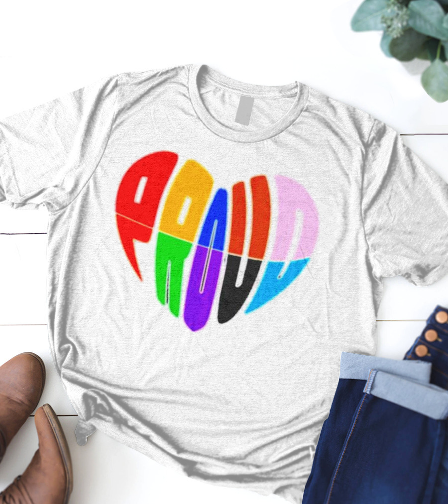 Proud Progress Heart Rainbow Colors T-Shirt