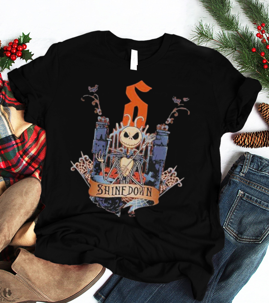 Shine Down Jack Skellington Vintage Halloween Gothic Castle T-Shirt