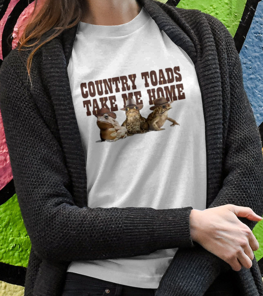 Country Toads Take Me Home Frogs Cowboy Hats T-Shirt