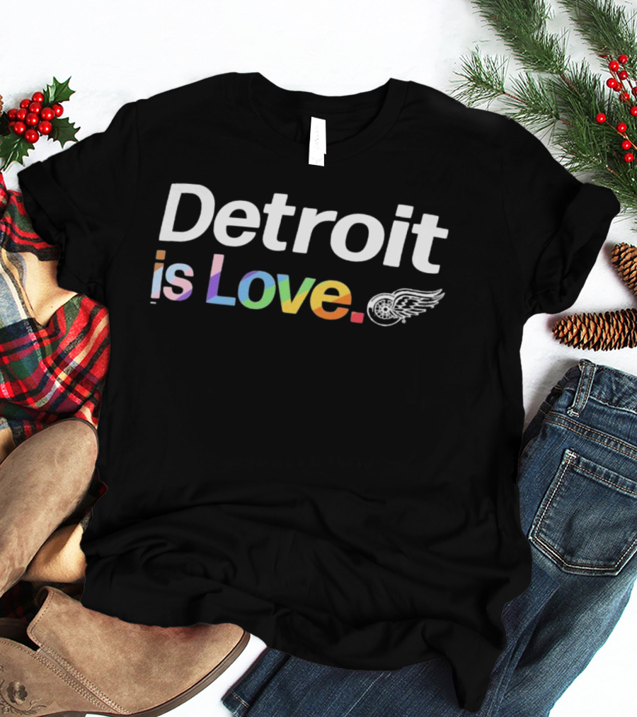 Detroit Red Wings Is Love City Pride Rainbow Wings T-Shirt