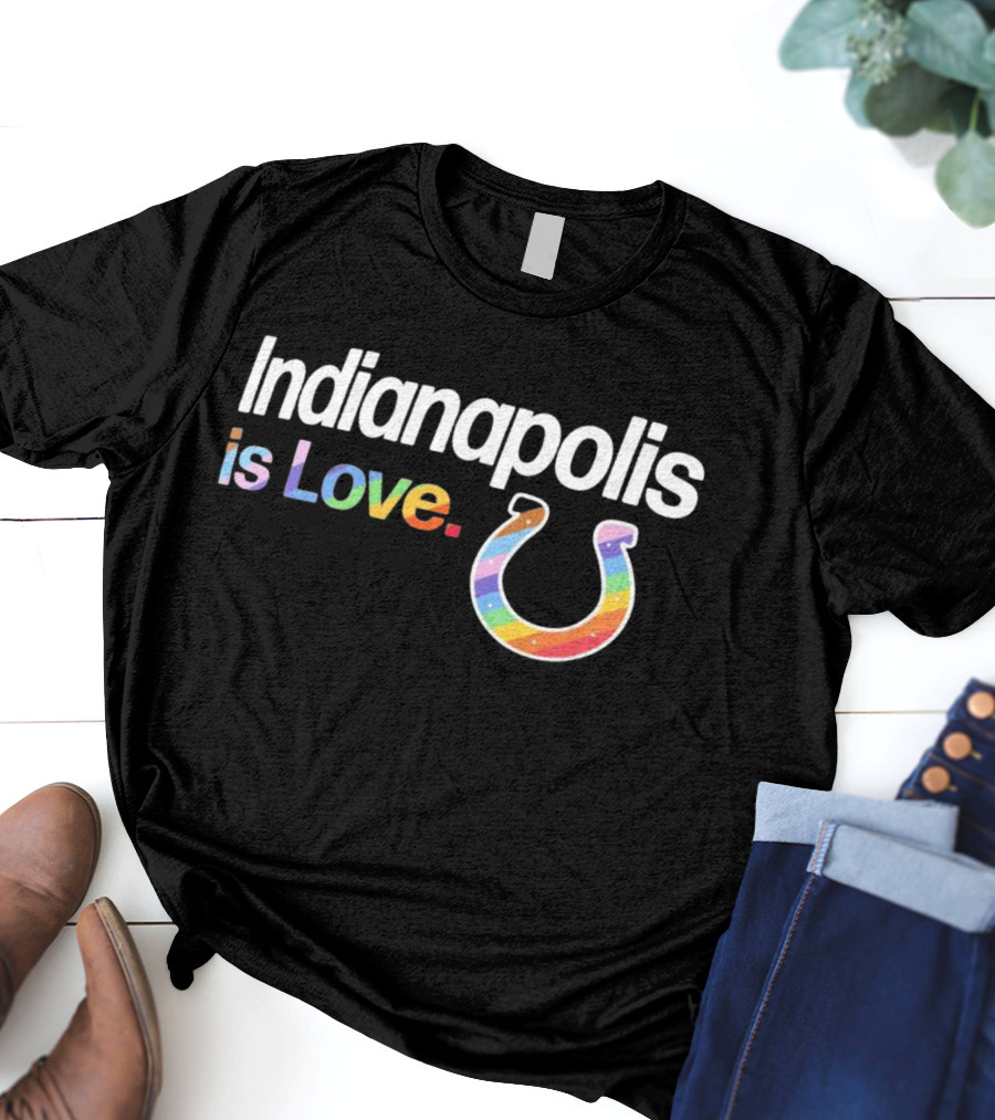 Indianapolis Colts Is Love City Pride Rainbow Horseshoe T-Shirt