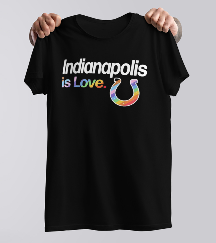 Indianapolis Colts Is Love City Pride Rainbow Horseshoe T-Shirt