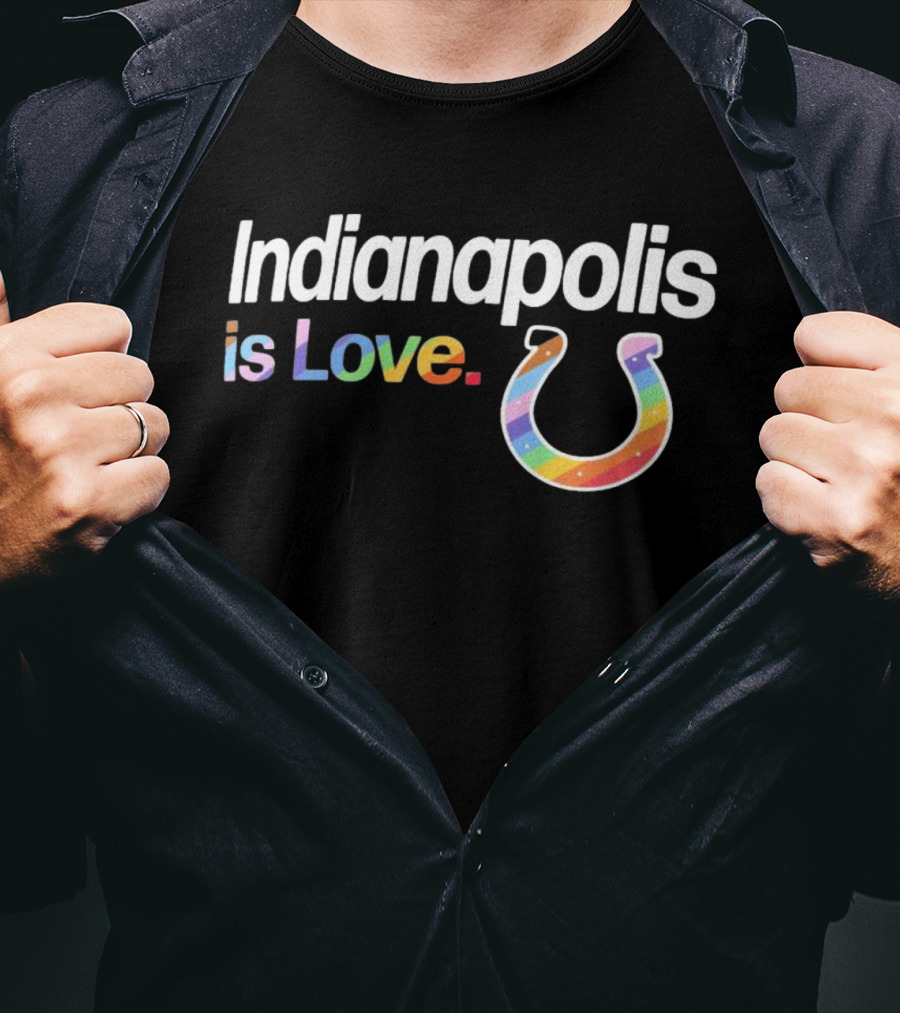 Indianapolis Colts Is Love City Pride Rainbow Horseshoe T-Shirt