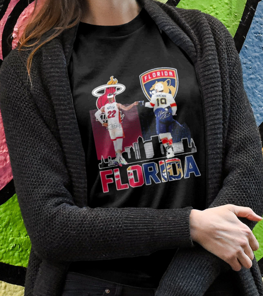 Jimmy Butler Tkachuk Florida Skyline Miami Heat Panthers Signatures T-Shirt