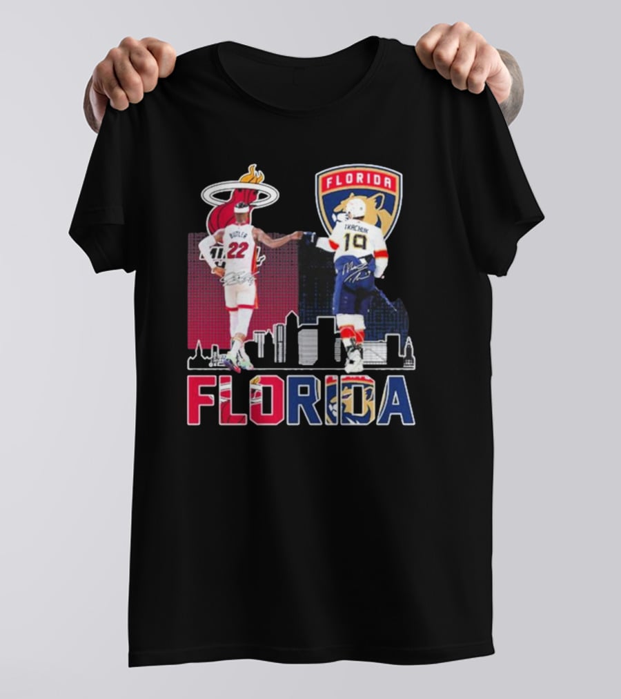 Jimmy Butler Tkachuk Florida Skyline Miami Heat Panthers Signatures T-Shirt