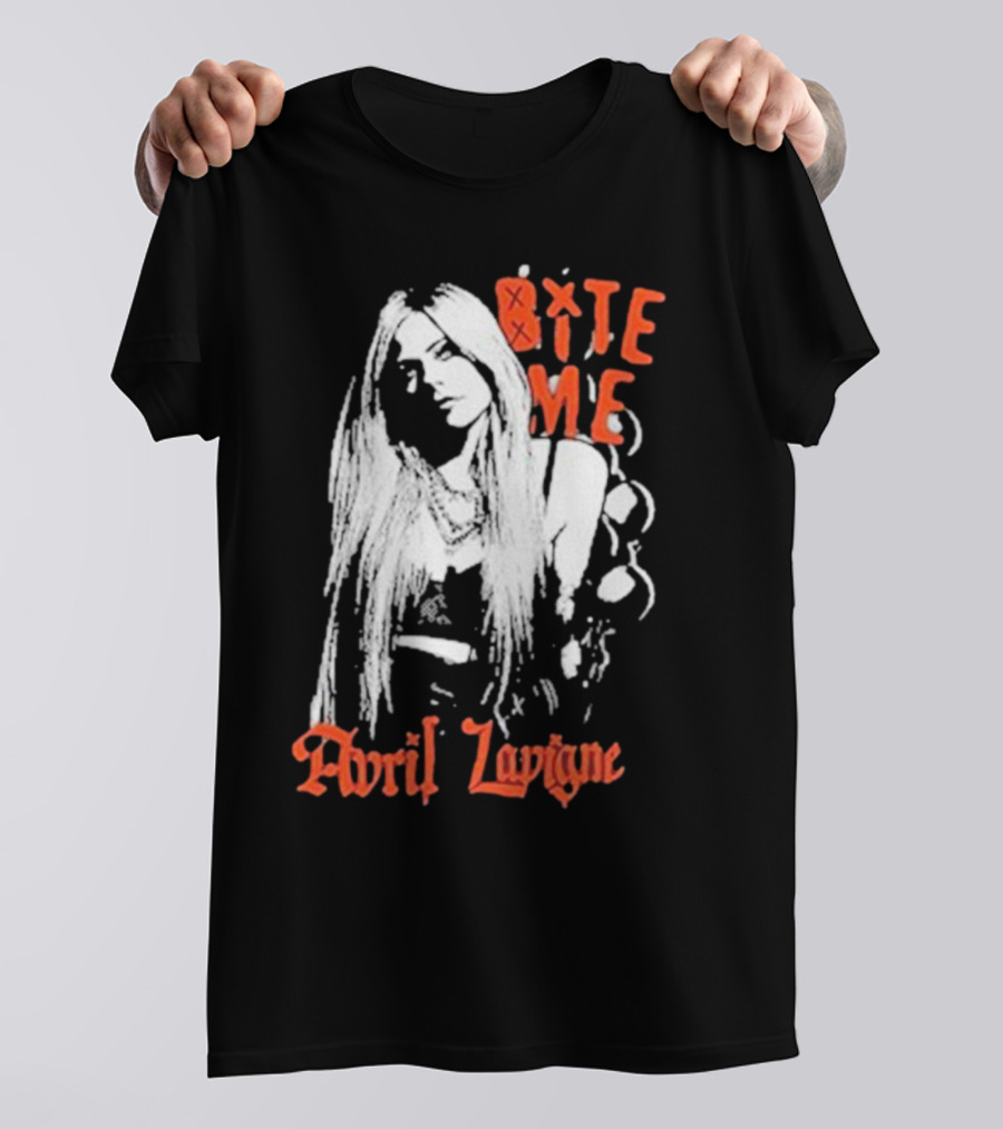 Avril Lavigne Bite Me Black And White Grunge T-Shirt