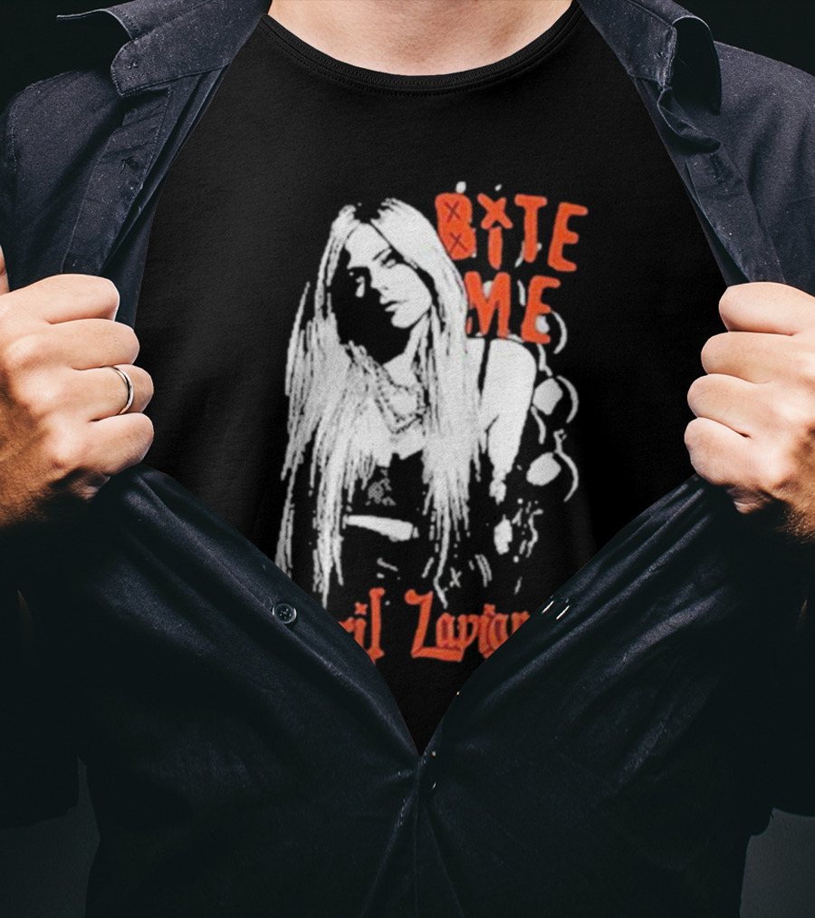 Avril Lavigne Bite Me Black And White Grunge T-Shirt
