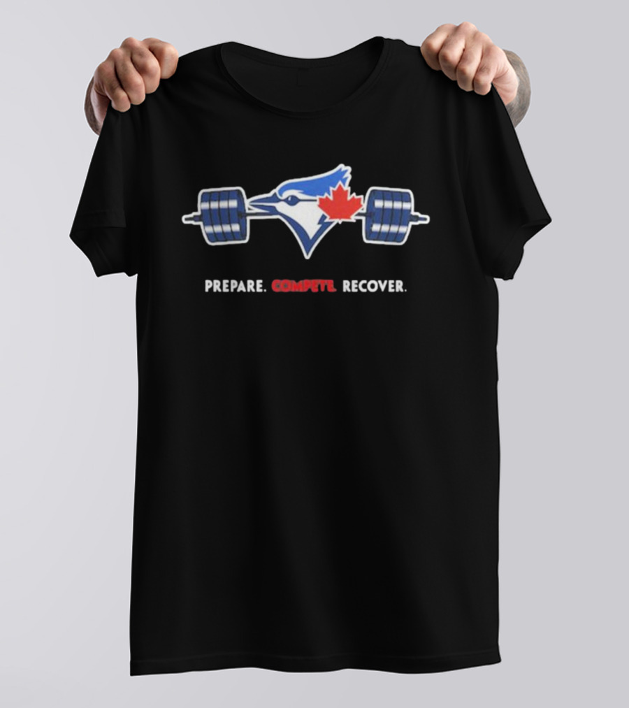 Blue Jay Weightlifting Prepare Compete Recover Canada Maple Leaf T-Shirt