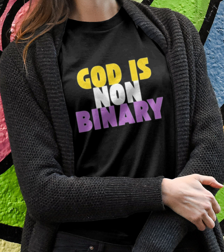 John Pavlovitz God Is Non-Binary Statement In Yellow, White, And Purple T-Shirt
