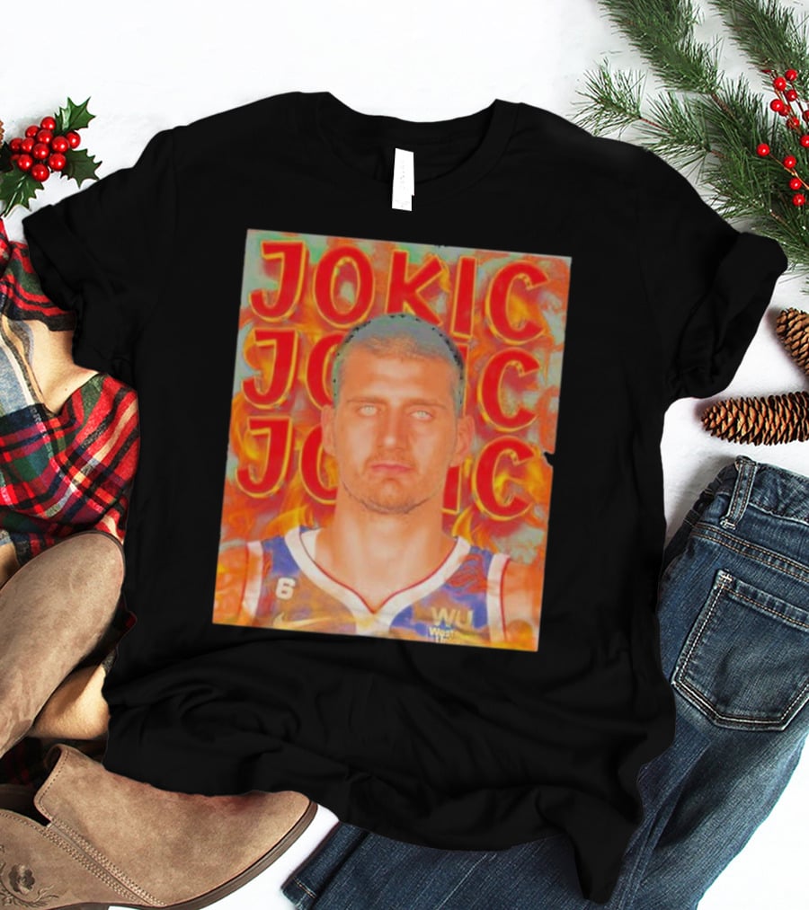 Jokic Fire Flames Photo Basketball T-Shirt