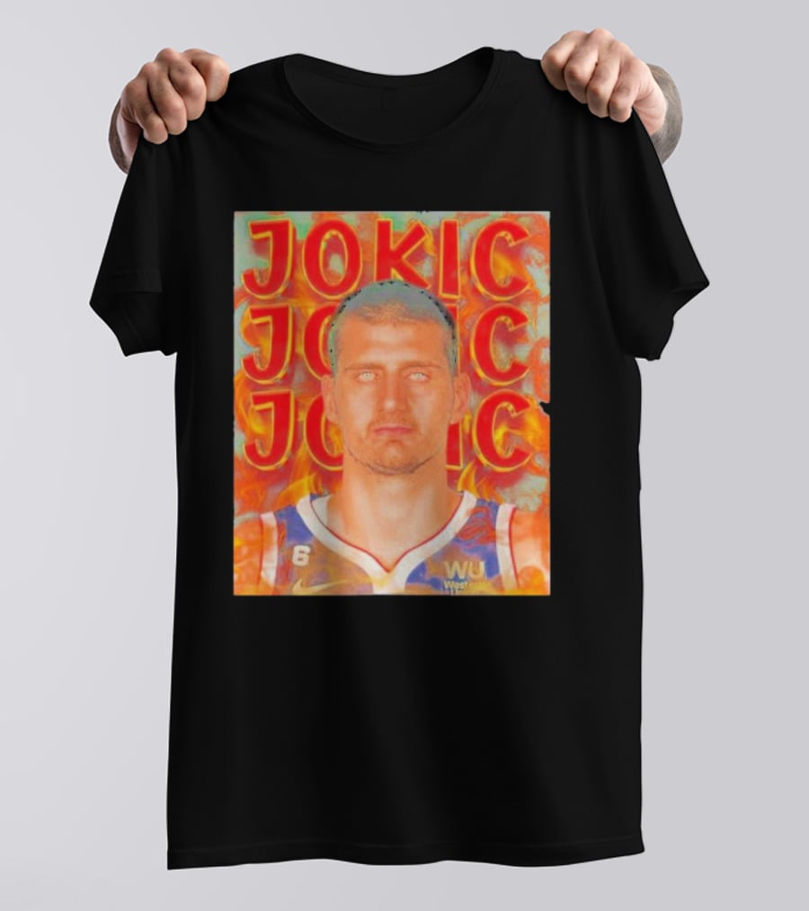 Jokic Fire Flames Photo Basketball T-Shirt