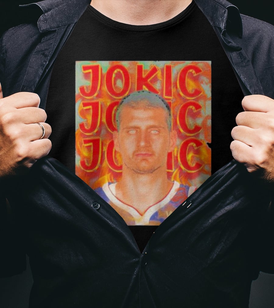 Jokic Fire Flames Photo Basketball T-Shirt