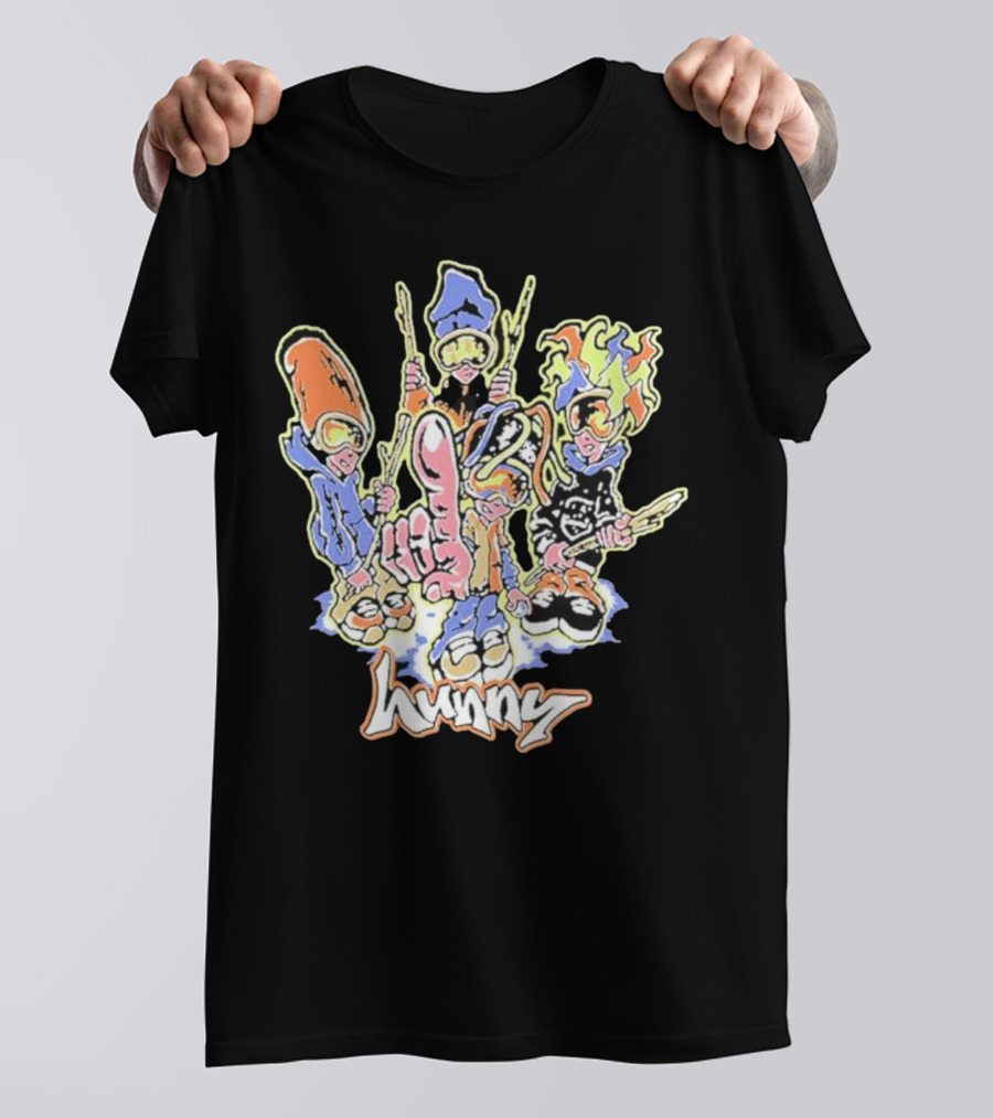 Hunny The Band Cartoon Characters And Hand Gesture T-Shirt