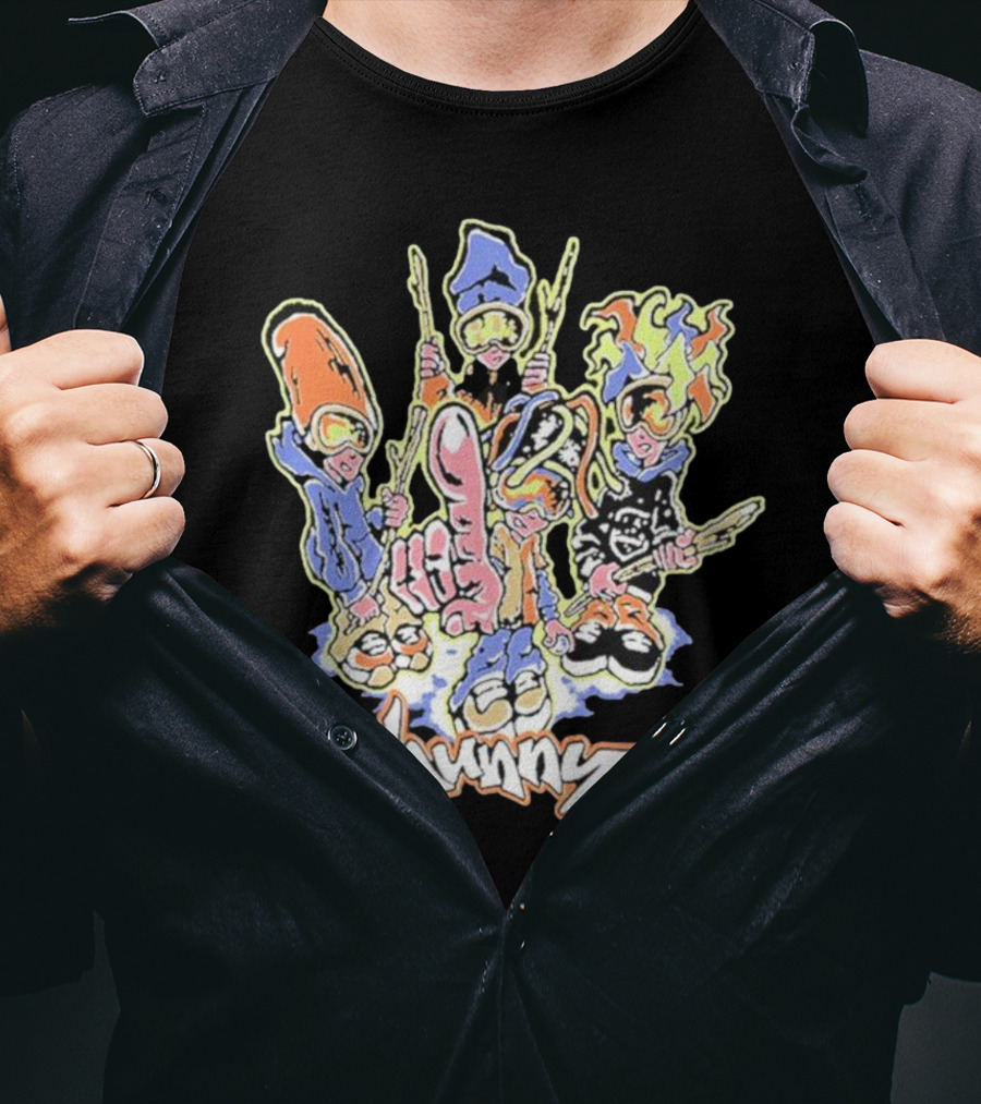 Hunny The Band Cartoon Characters And Hand Gesture T-Shirt