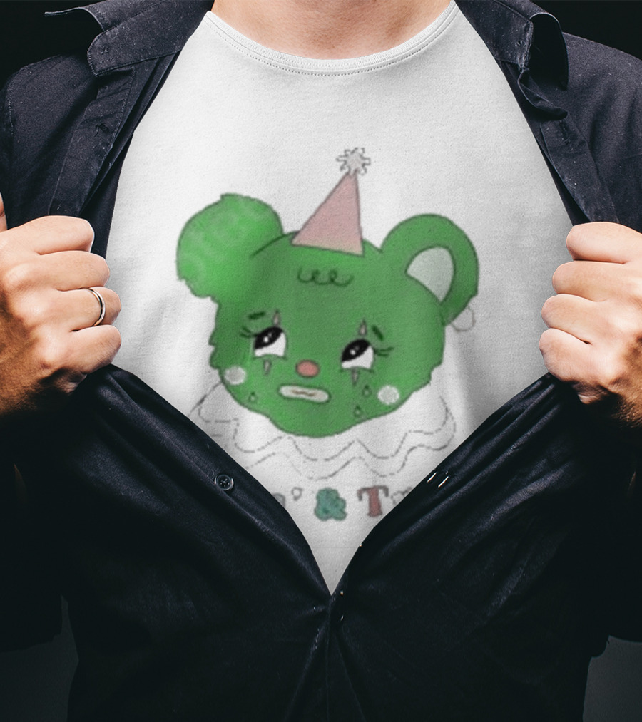 Smilecult Merch Cryin’ And Tryin’ Sad Bear With Party Hat T-Shirt