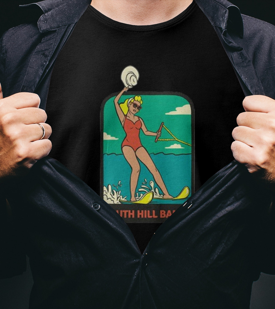 South Hill Banks Waterskiing Woman In Red Swimsuit T-Shirt