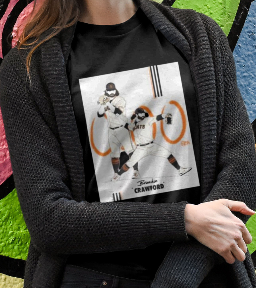 Brandon Crawford Giants Baseball Illustration With 1000 Celebratory T-Shirt