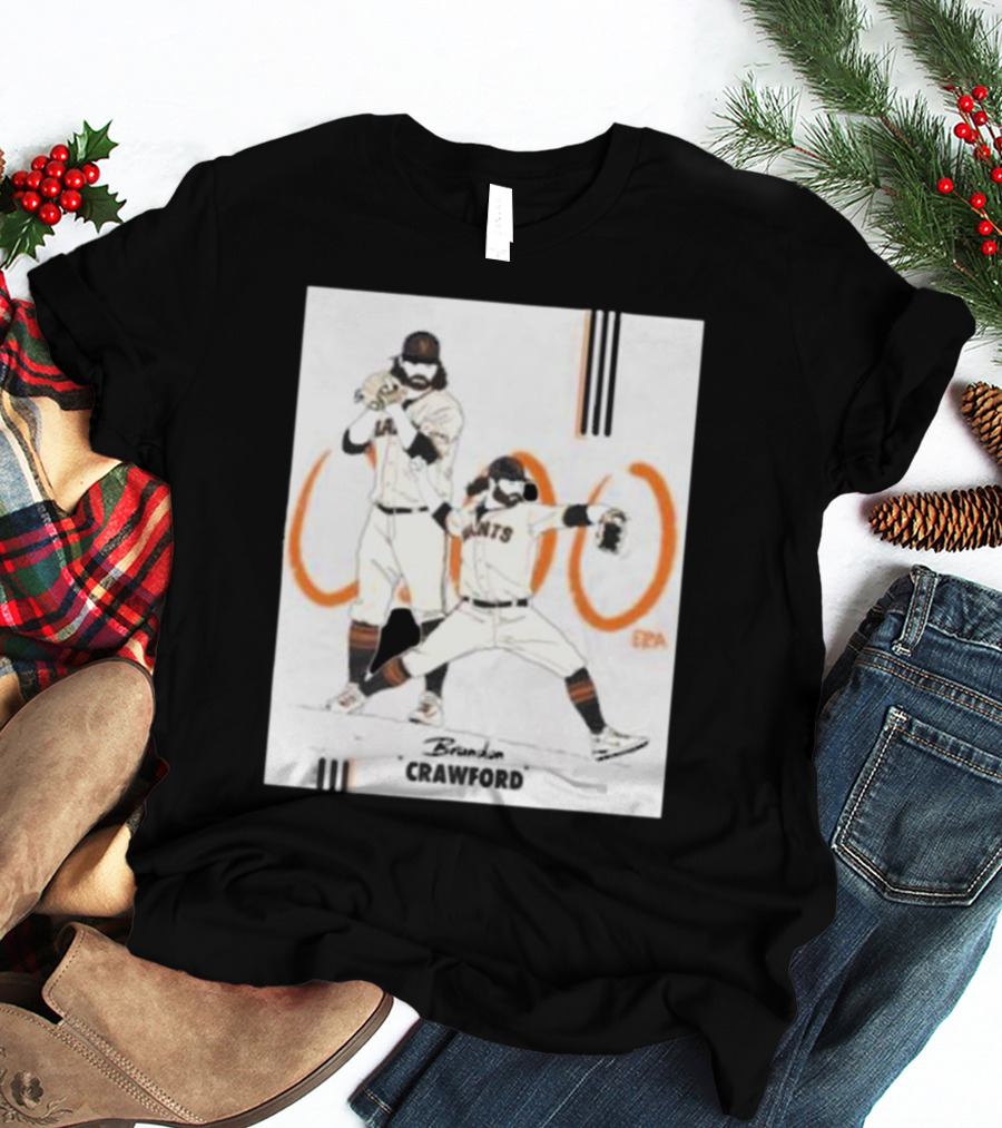 Brandon Crawford Giants Baseball Illustration With 1000 Celebratory T-Shirt