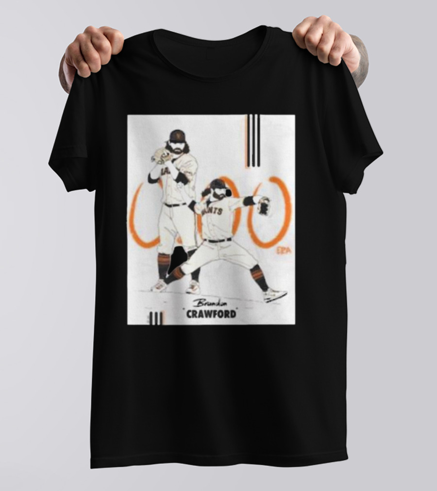 Brandon Crawford Giants Baseball Illustration With 1000 Celebratory T-Shirt