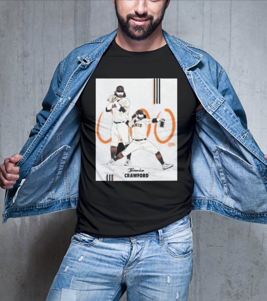 Brandon Crawford Giants Baseball Illustration With 1000 Celebratory T-Shirt