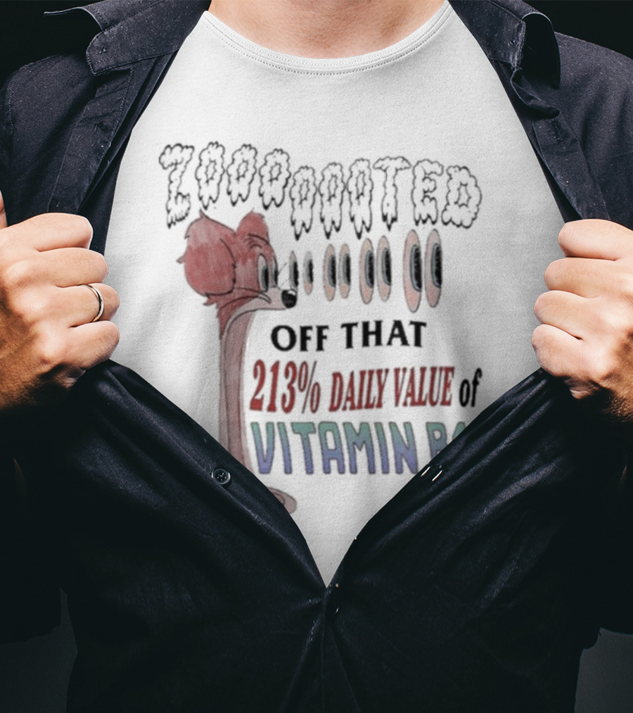 Zooted Off That 213% Daily Value Of Vitamin B12 Eyes Popping Red Cartoon Character T-Shirt