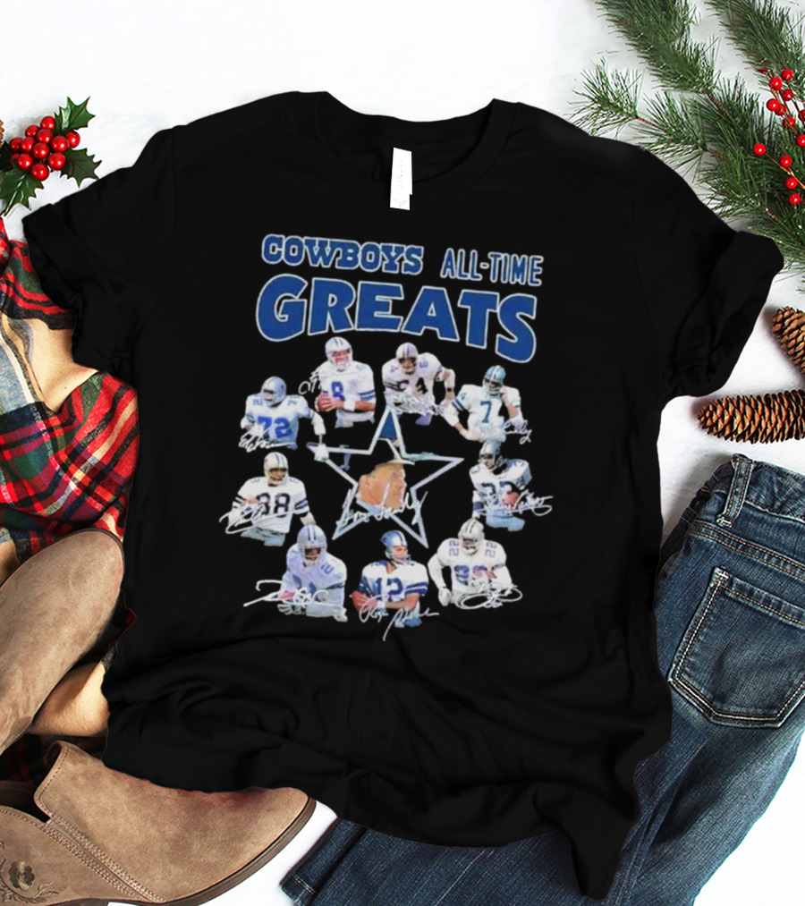 Cowboys All-Time Greats Players History Signatures T-Shirt