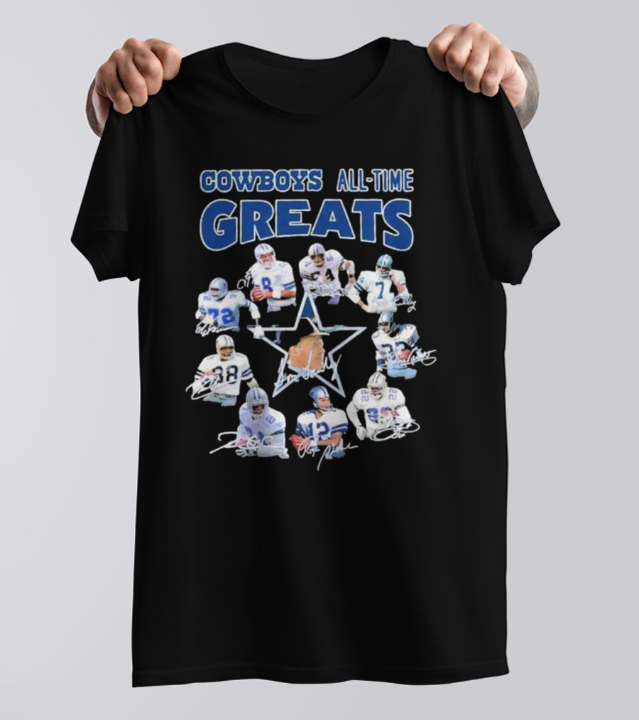 Cowboys All-Time Greats Players History Signatures T-Shirt