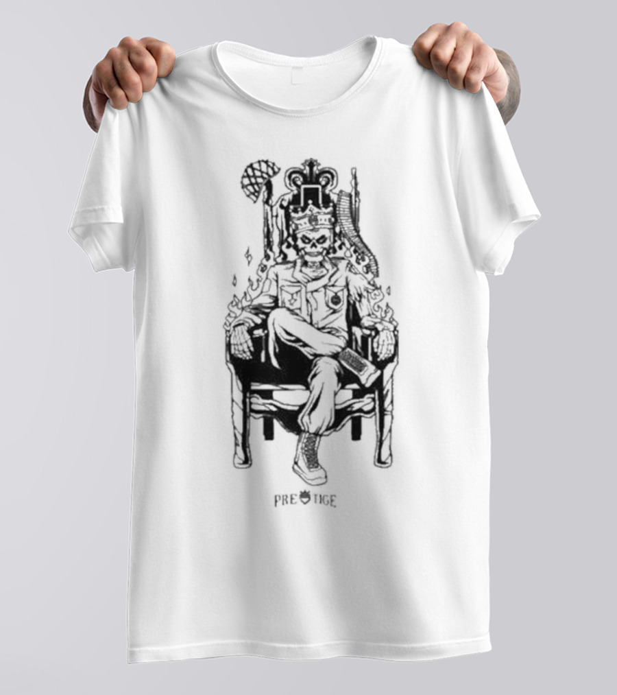 Rich And Lonely Prestige Vegas King Skeleton Throne T-Shirt