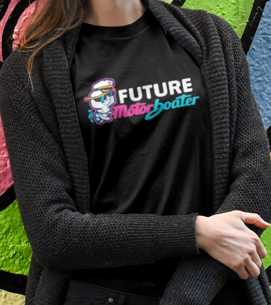 FUTURE Motorboater Captain Cartoon Character T-Shirt