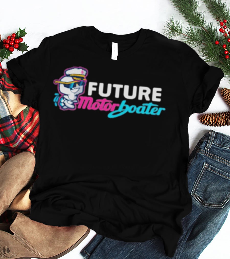 FUTURE Motorboater Captain Cartoon Character T-Shirt