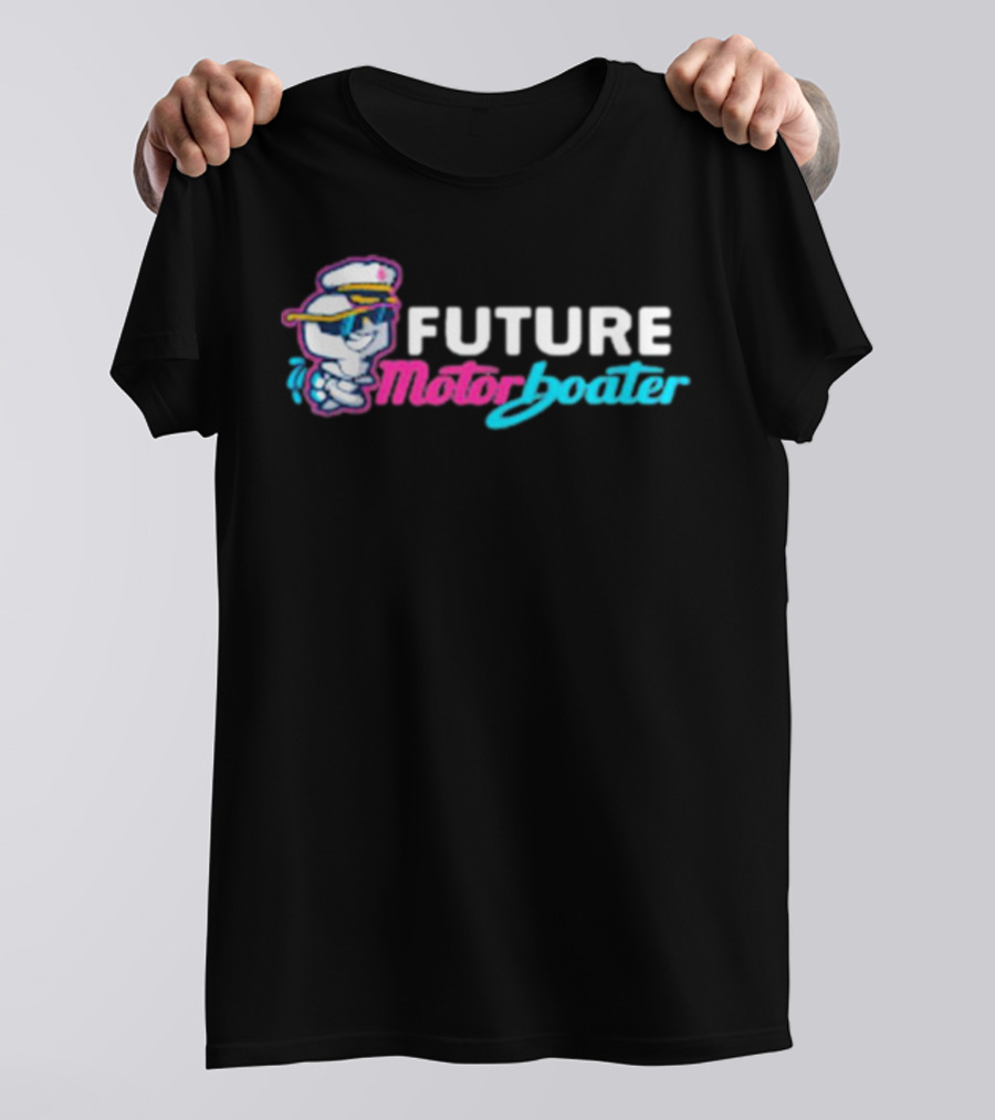 FUTURE Motorboater Captain Cartoon Character T-Shirt