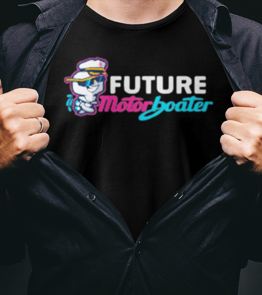 FUTURE Motorboater Captain Cartoon Character T-Shirt