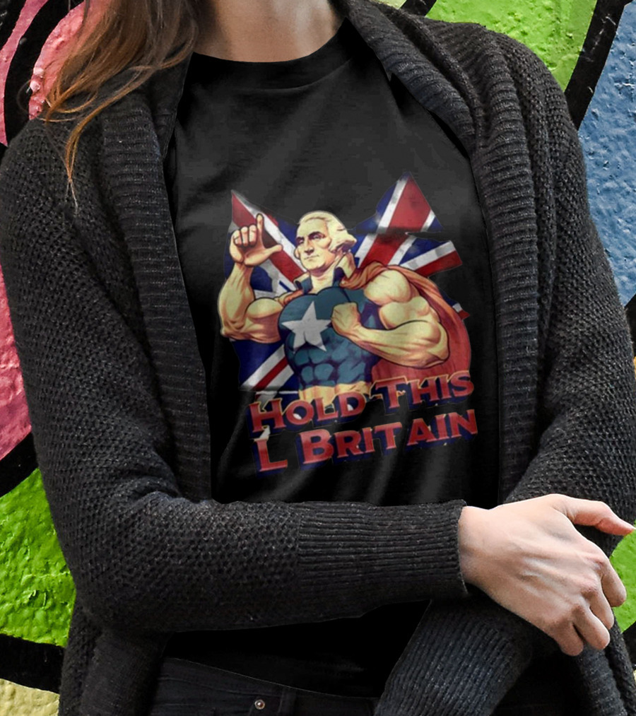 Hold This L Britain Superhero Union Jack Cloaked Figure T-Shirt