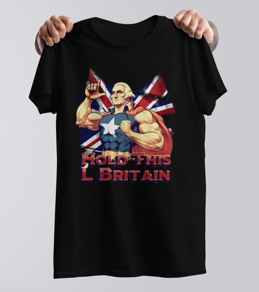 Hold This L Britain Superhero Union Jack Cloaked Figure T-Shirt