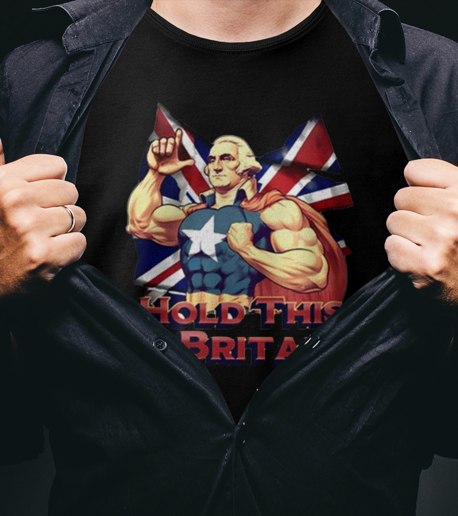 Hold This L Britain Superhero Union Jack Cloaked Figure T-Shirt
