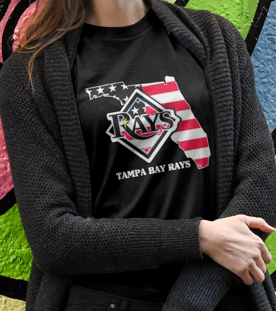 Tampa Bay Rays Florida American Flag Map T-Shirt