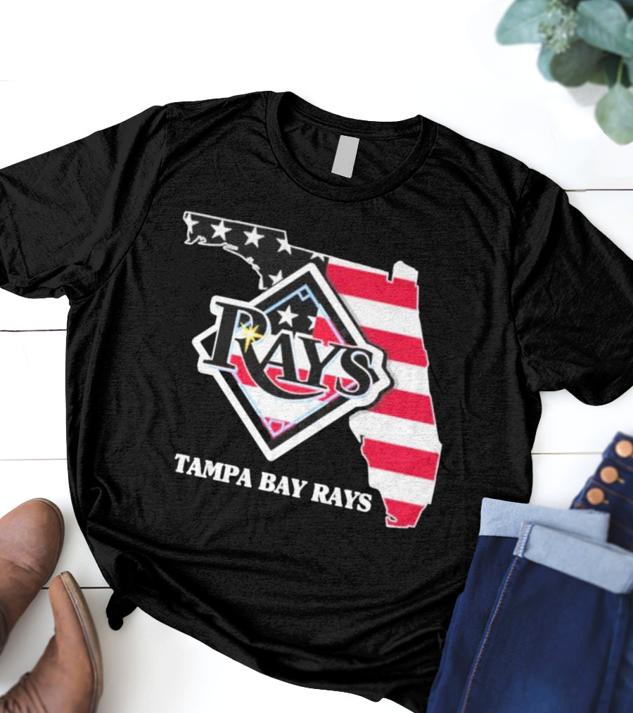 Tampa Bay Rays Florida American Flag Map T-Shirt