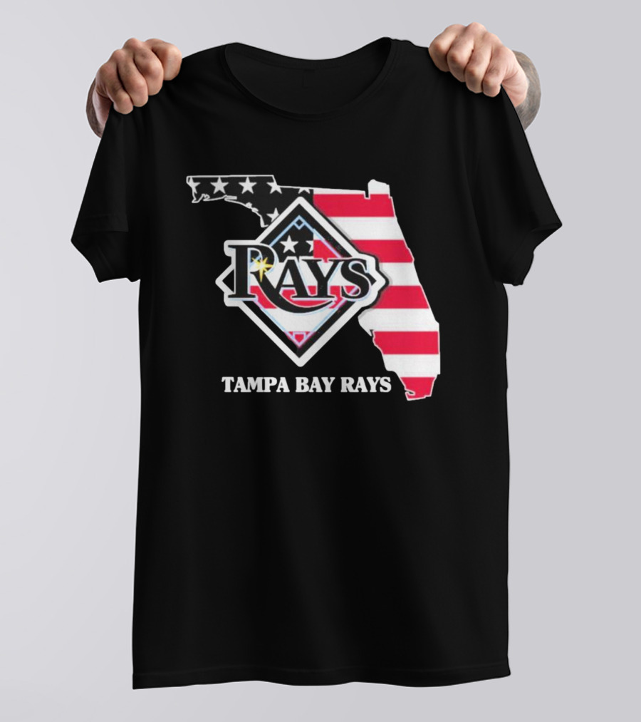 Tampa Bay Rays Florida American Flag Map T-Shirt