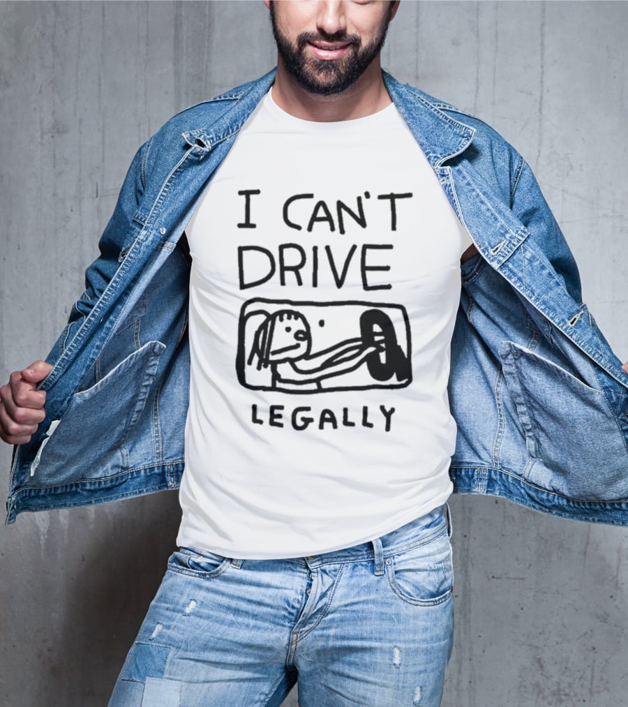 Zoe Bread I Can’t Drive Legally Cartoon Drawing Steering Wheel T-Shirt