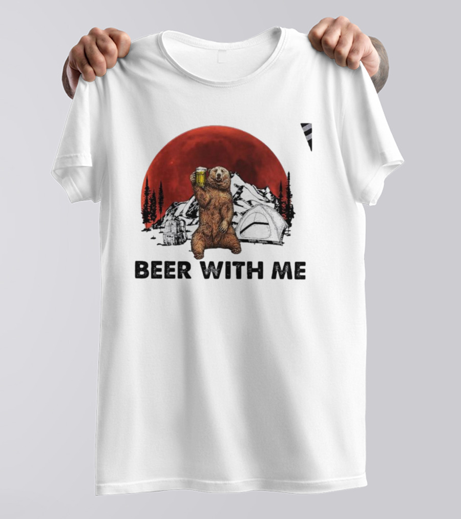 Beer With Me Bear Camping Moon Scene T-Shirt