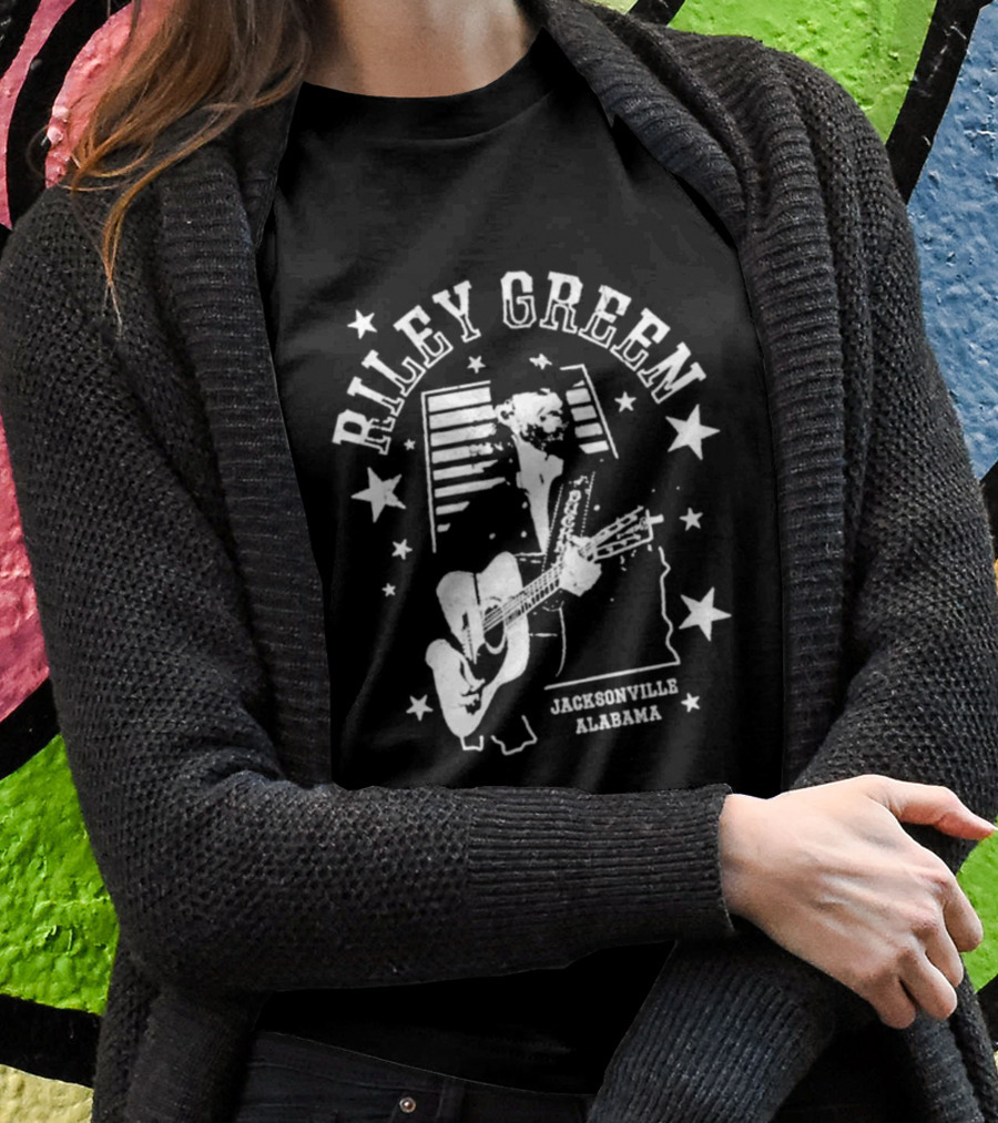 Riley Green Jacksonville Alabama Stars And Stripes Guitar T-Shirt