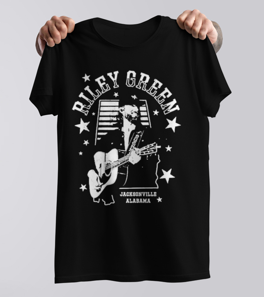 Riley Green Jacksonville Alabama Stars And Stripes Guitar T-Shirt