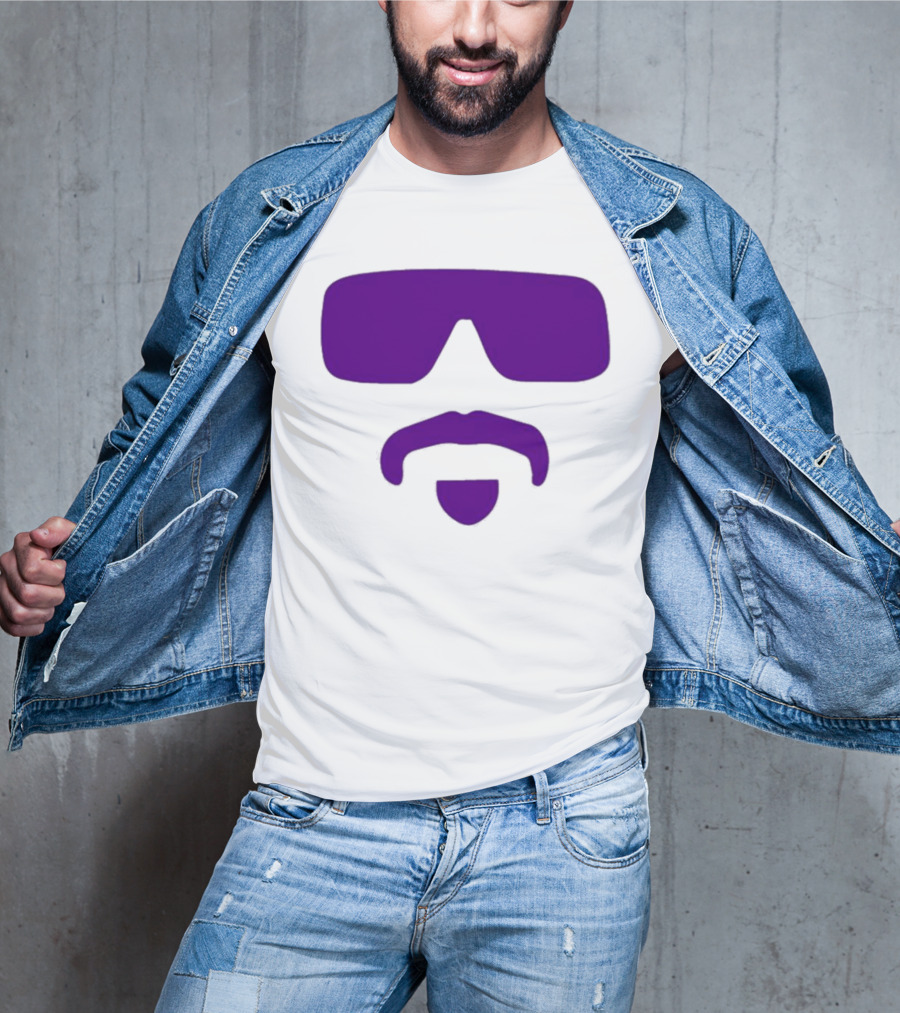 Gavin Guidry Wears Hayden Travinski Purple Sunglasses And Beard T-Shirt