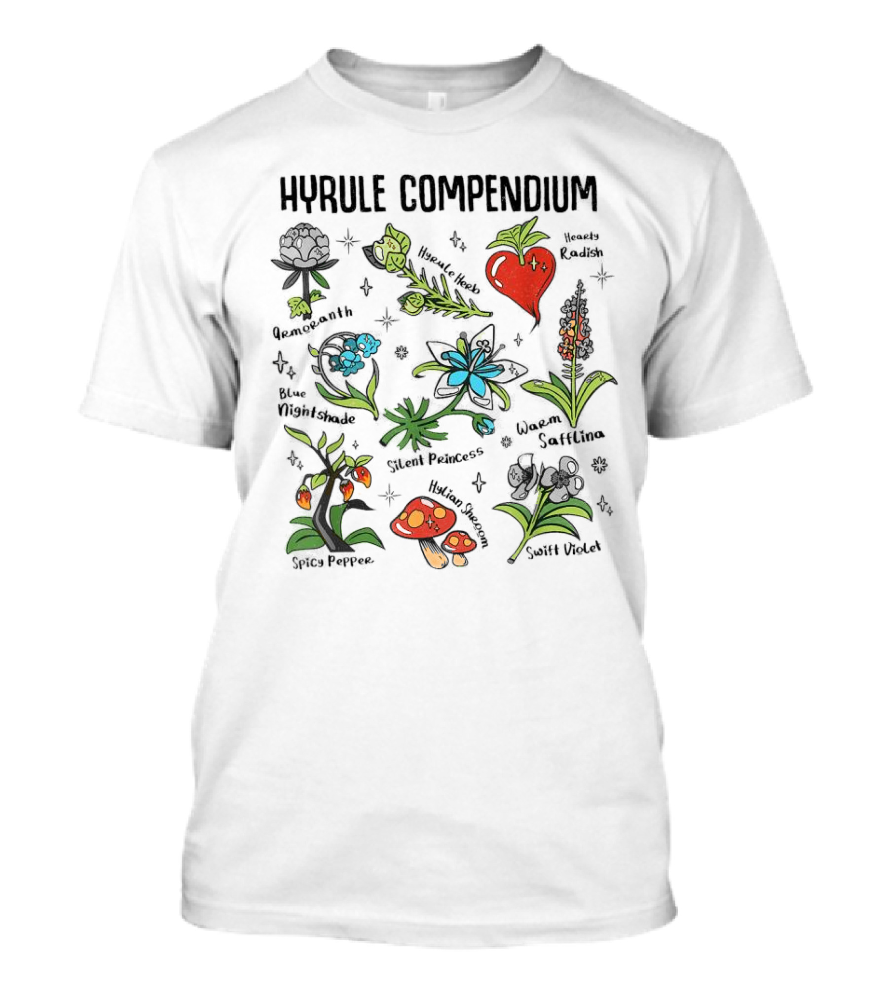 Hyrule Compendium Amaranth Blue Nightshade Hearty Radish Swift Violet T-Shirt